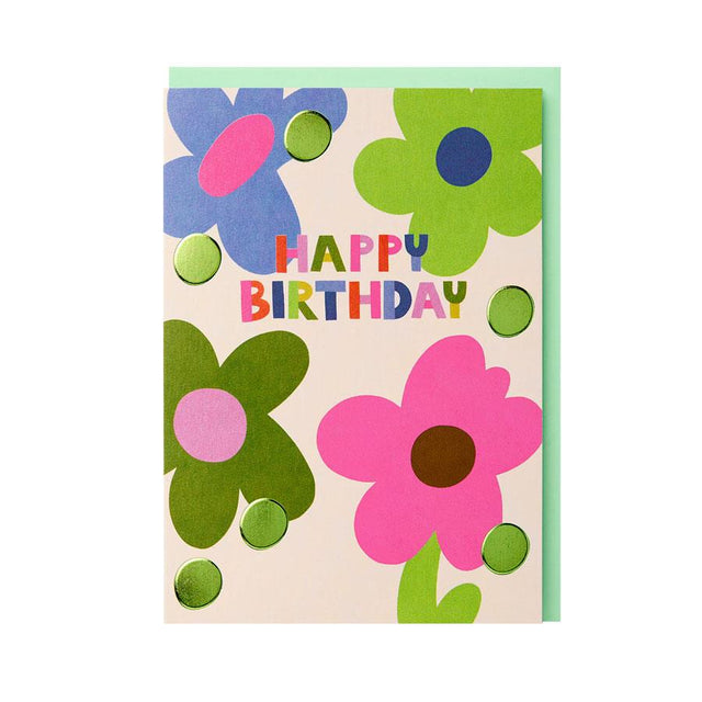 Happy Birthday Colurful Flowers Card
