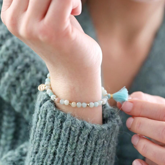 Gemstone Bracelet in Patel Green and Blue
