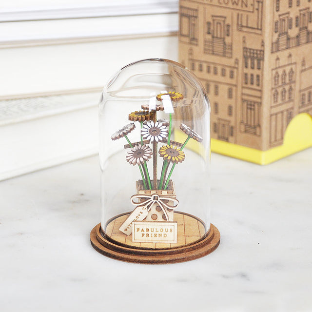 Friend Flower Glass Dome Figurine